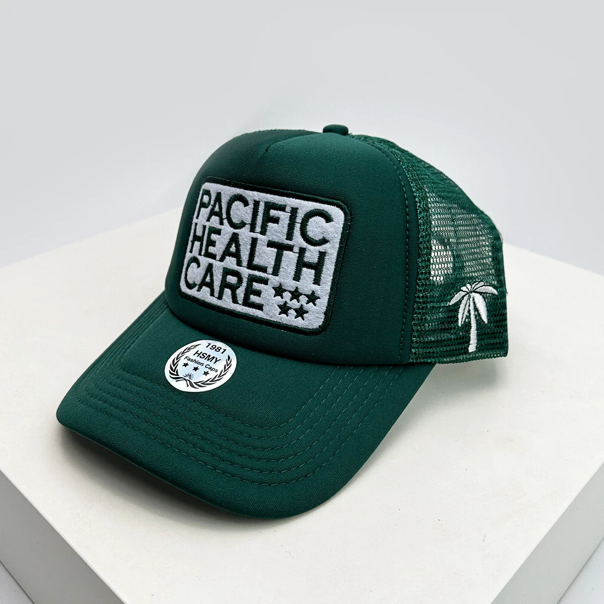 New Unisex Coconut Tree Letter Embroidery Baseball Hats Sunshade Casual Breathable Color Block Trucker Caps Versatile Fashion
