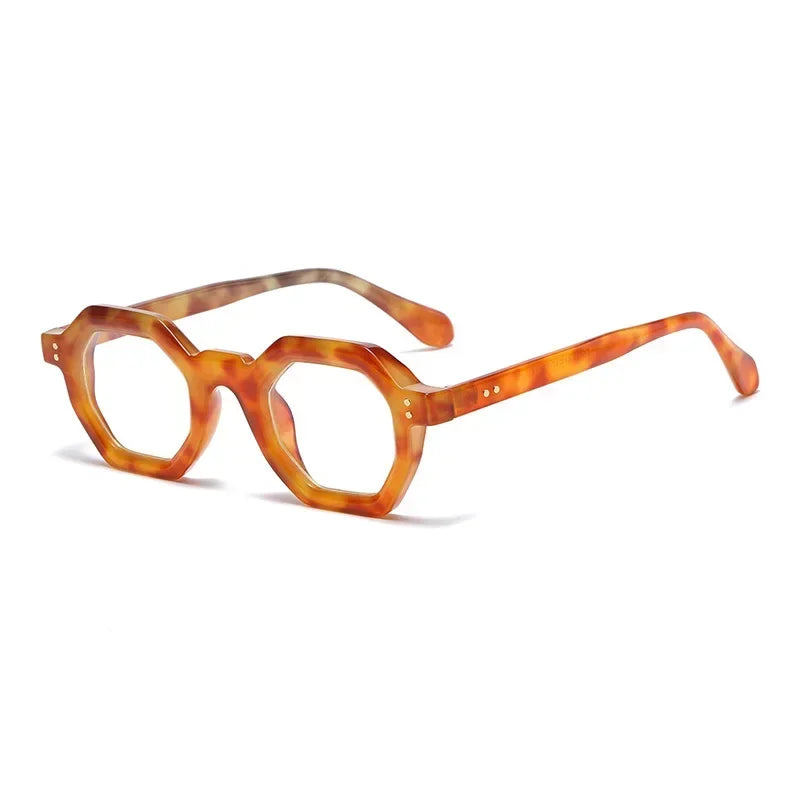 JNPCXI Retro Amber Polygon Small Square Women Sunglasses Retro Rivets Men Shades Fashion Trending Outdoor Sports Sun Glasses