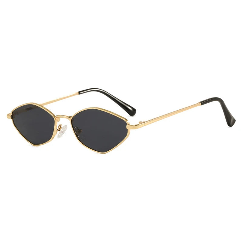JNPCXI New Retro Metal Small Cat Eye Polygon Women Sunglasses Gradient Silver Shades UV400 Fashion Men Sun Glasses