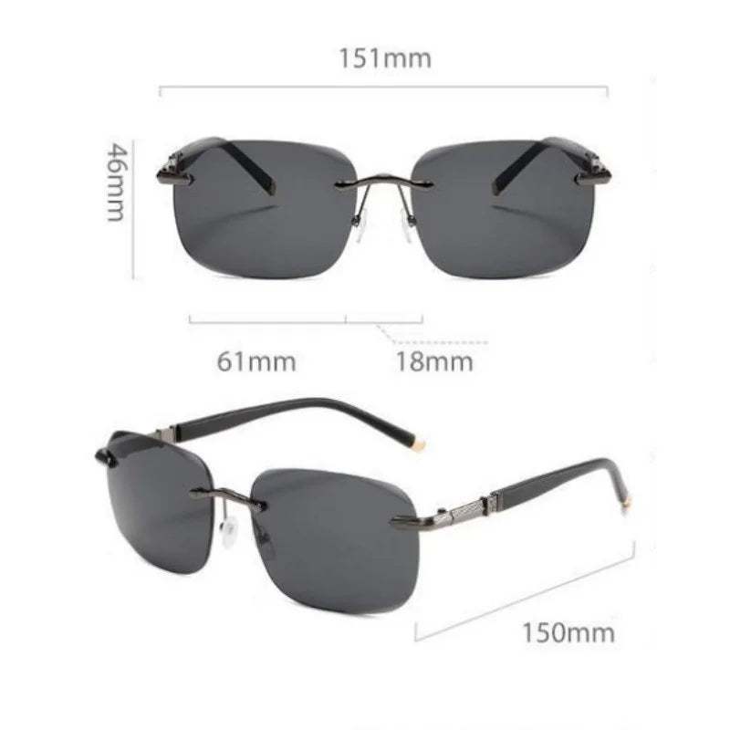 Outdoor Cycling Goggles Sleek Fashion Square Glasses Rimless Sunglasses Versatile Modern Frameless Eyewear For Cycling City