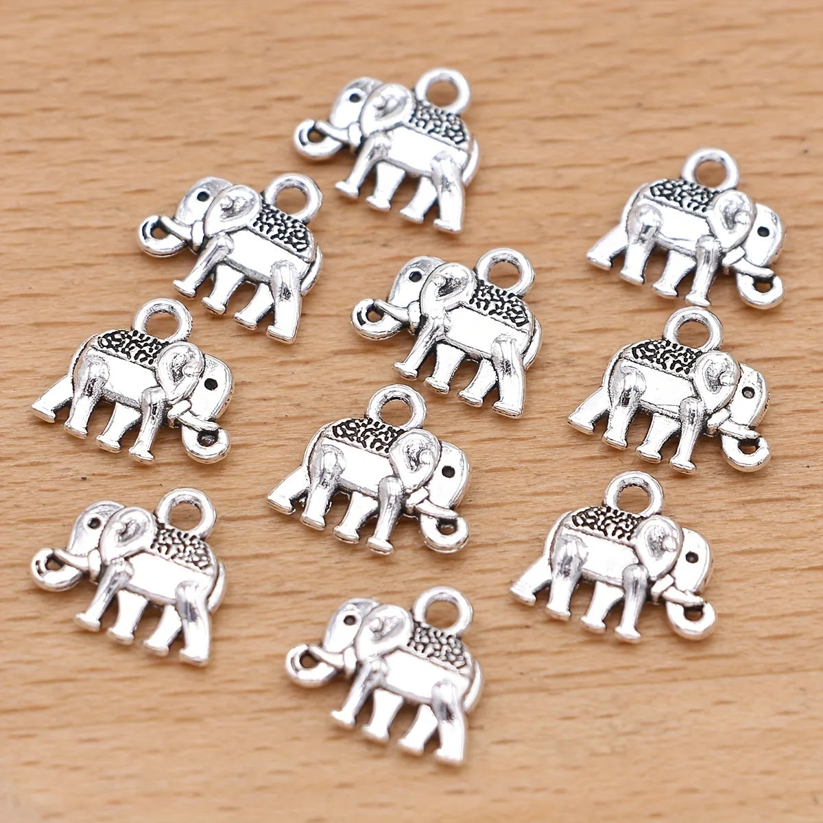 20Pcs Silvery Elephant Charms Pendants for Jewelry Making DIY Necklace Bracelet Earrings Key Chain Accessories