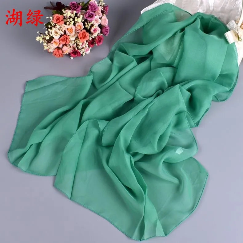 New Fashion Temperament Pure Monochrome Women's Long Chiffon Scarves Wholesale Yiwu Plain Pure Color Small Scarves