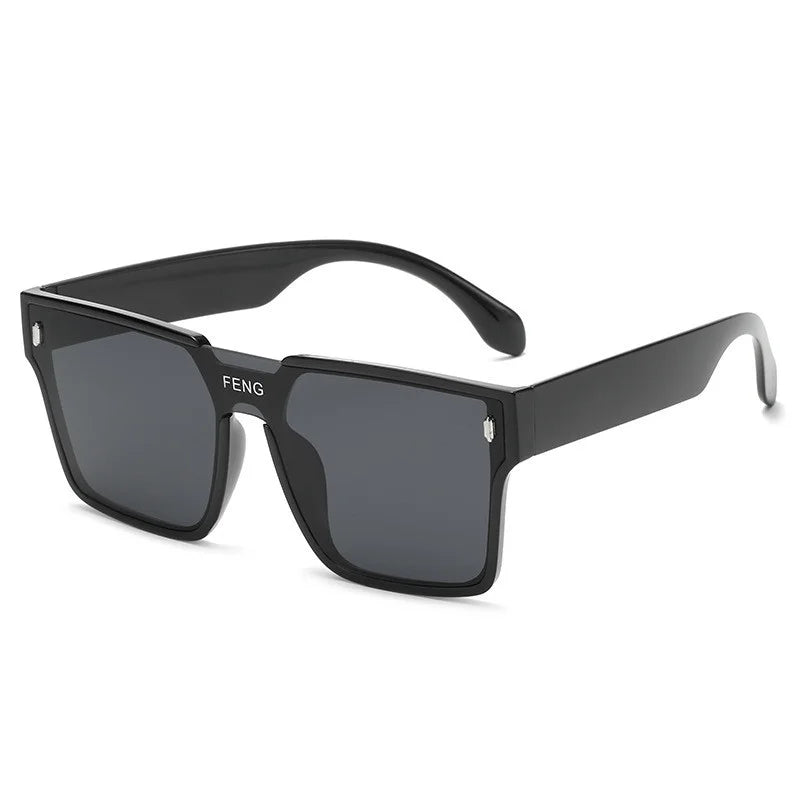 Fashion Retro Disco Jumping Square Stylish Black Frame Sunglasses Decoration Trendy Men's Street Shot Shape Sunglasses