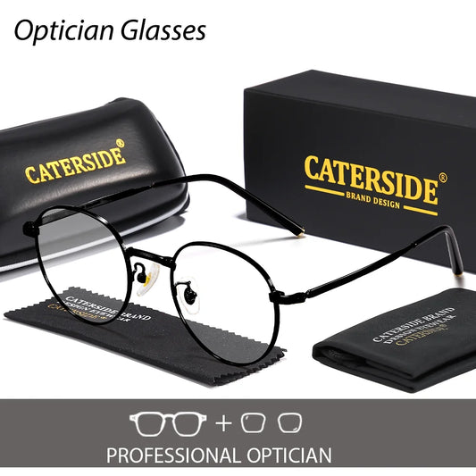 CATERSIDE Men's Classic Prescription Glasses Premium Metal Frame 1.56 Refractive Index Myopia Farsightedness Optical Glasses