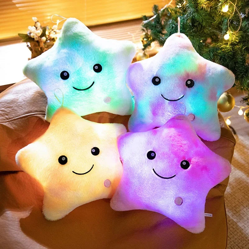 Tie-Dye Rabbit Fur luminous Star Plush Toys Cartoon Lovely Colouful Shiny Star Stuffed Dolls Soft Homedecor Sleeping Pillow