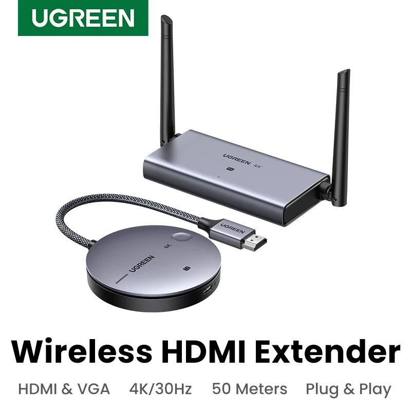 UGREEN Wireless HDMI Extender Kit 5G 50M Video Transmitter & Receiver 4K 30Hz Transmits Display Adapter for TV PC Monitor