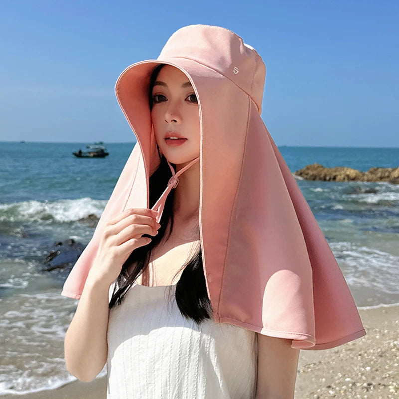 8517New shawl neck protective sunshade hat children summer outdoor riding face sunscreen fisherman hat
