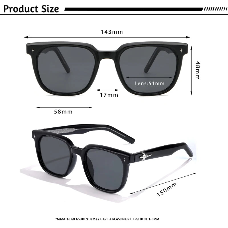 CATERSIDE Trend Square Man Sunglasses Large Frame Sun Glasses Party Travel Beach Eyewear Ideal Choice for Gifts UV400