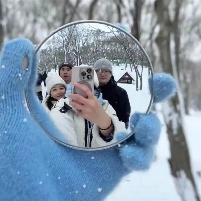 1pc Mini Round Mirror Travel Selfie Mirrors Portable Convex Wide-angle Spherical Mirror for Photography Traveling Accessories