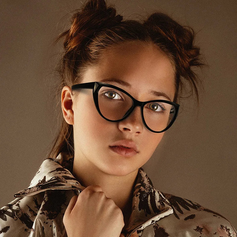 JNPCXI New Fashion Cat Eye Women Glasses Frame Clear Anti Blue Light Optical Eyewear Computer Glasses