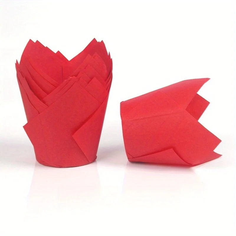 50pcs, Tulip Muffin Cups, Tulip Cupcake Liners, Elegant Party & Holiday Baking Cups for Christmas, Birthdays, Weddings