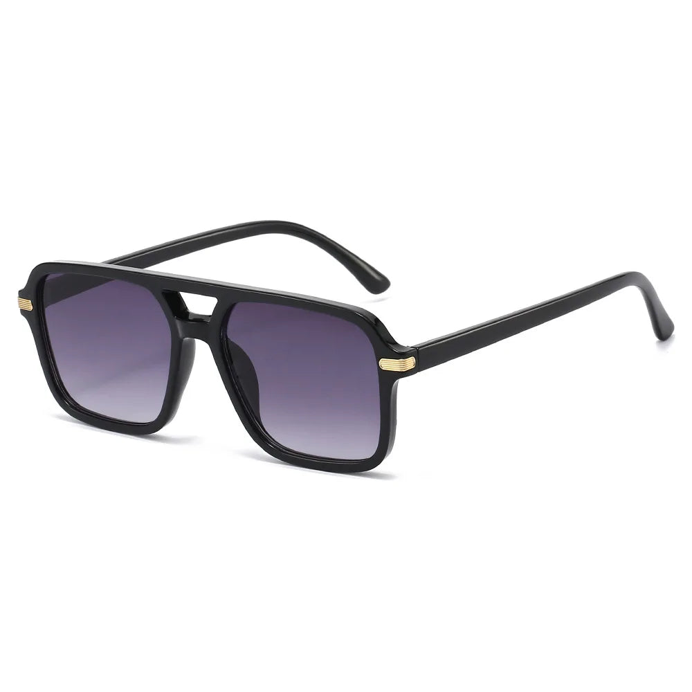 JNPCXI New Vintage Double Bridges Square Sunglasses Women Fashion Blue Green Shades UV400 Men Trending Rivets Sun Glasses