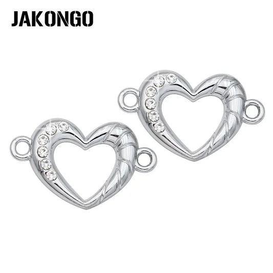 5Pcs Sliver Plated Crystal Heart Charm Connectors fit Jewelry Making Bracelet Findings Accessories DIY 23x14mm