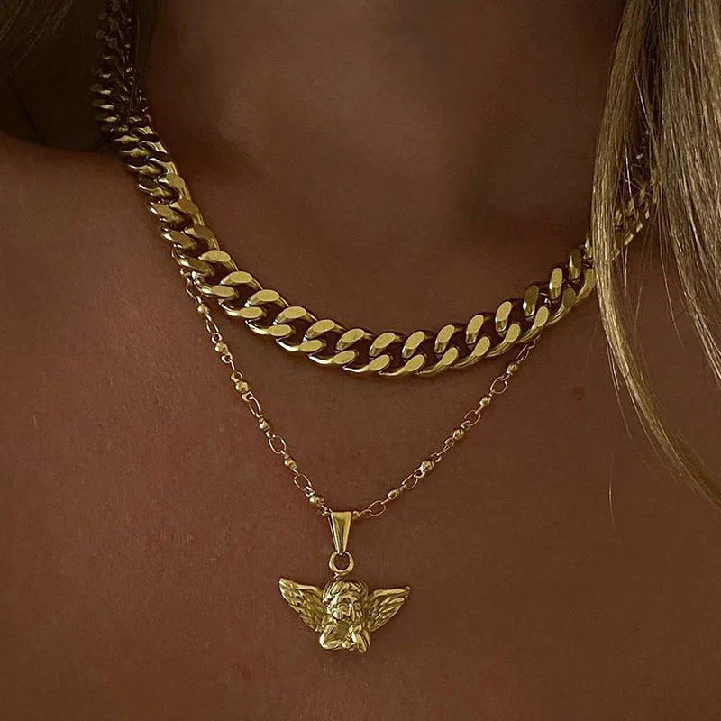 Fashion Multilayer Bowknot Pendant Necklace For Women Elegant Gold Color Clavicle Chain Charming Ladies Choker Jewelry Gifts
