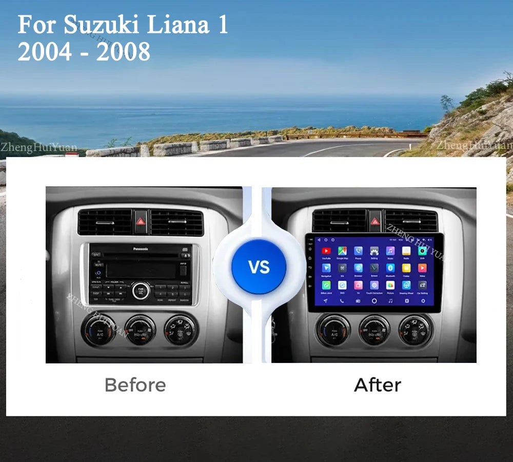 CarPlay Auto Android 15 For Suzuki Liana 1 2004 - 2008 Car Radio Multimedia navigation video DVD Autoradio Stereo 2din 4G+BT GPS