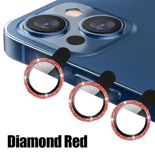 3Pcs Diamond red Camera Lens Protector iPhone 11-15 ProMax 14/13 Mini 15 Plus
