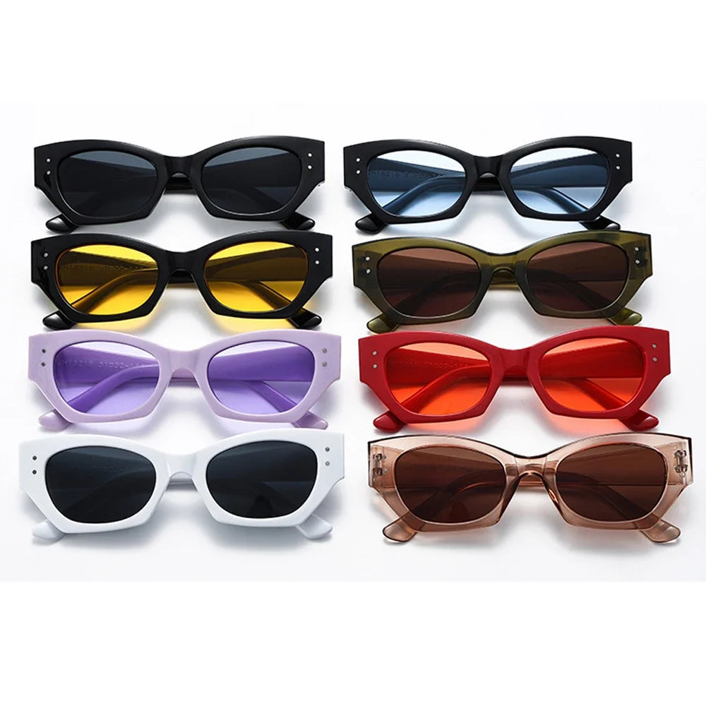 JNPCXI New Cat Eye Women Sunglasses Rice Nail Fashion Jelly White Color Shades UV400 Men Trending Gradient Sun Glasses