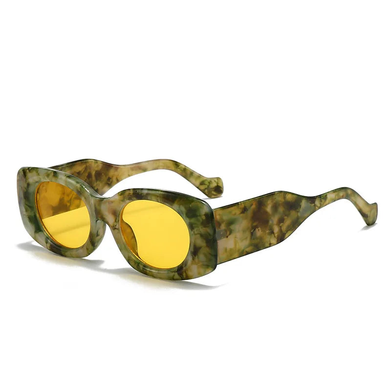 JNPCXI Ins Popular Fashion Square Men Sunglasses Vintage Rectangle Punk Yellow Blue Shades UV400 Women Trending Sun Glasses