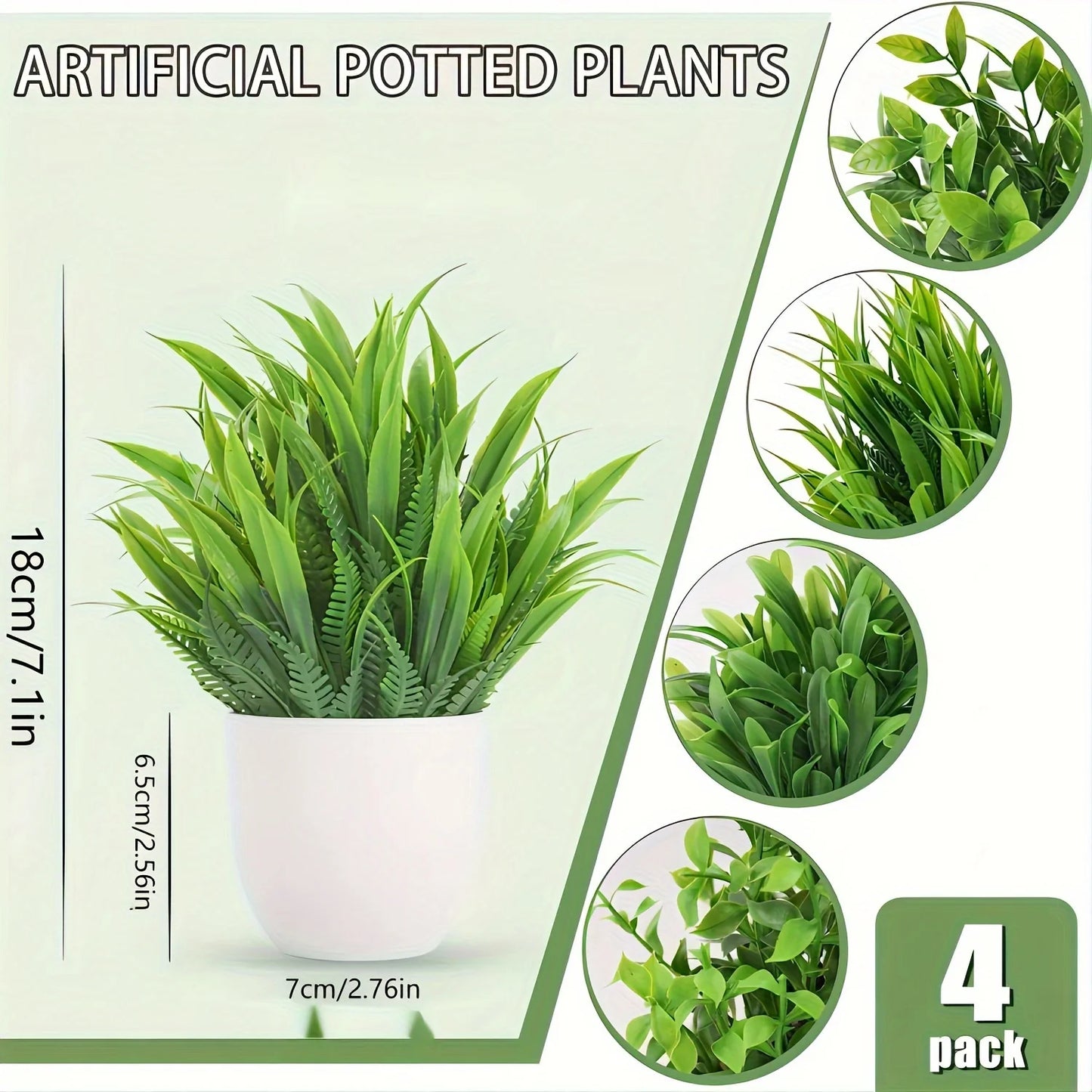 4 Pack Mini Artificial Potted Plants Fake Bonsai Greenery for Home Office Farmhouse Bathroom Shelf Decor Indoor