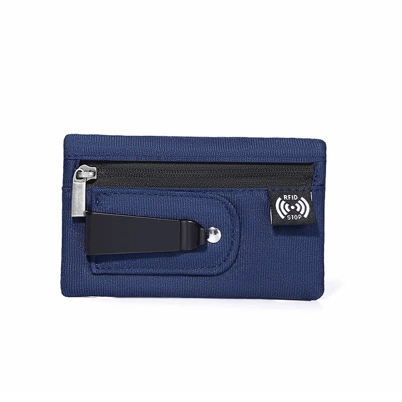 Mini Coin Purse Simple Fabric Pouch with Zipper & Belt Clip Non-braided RFID Blocking Money Bag Organizer for Cash and Coins