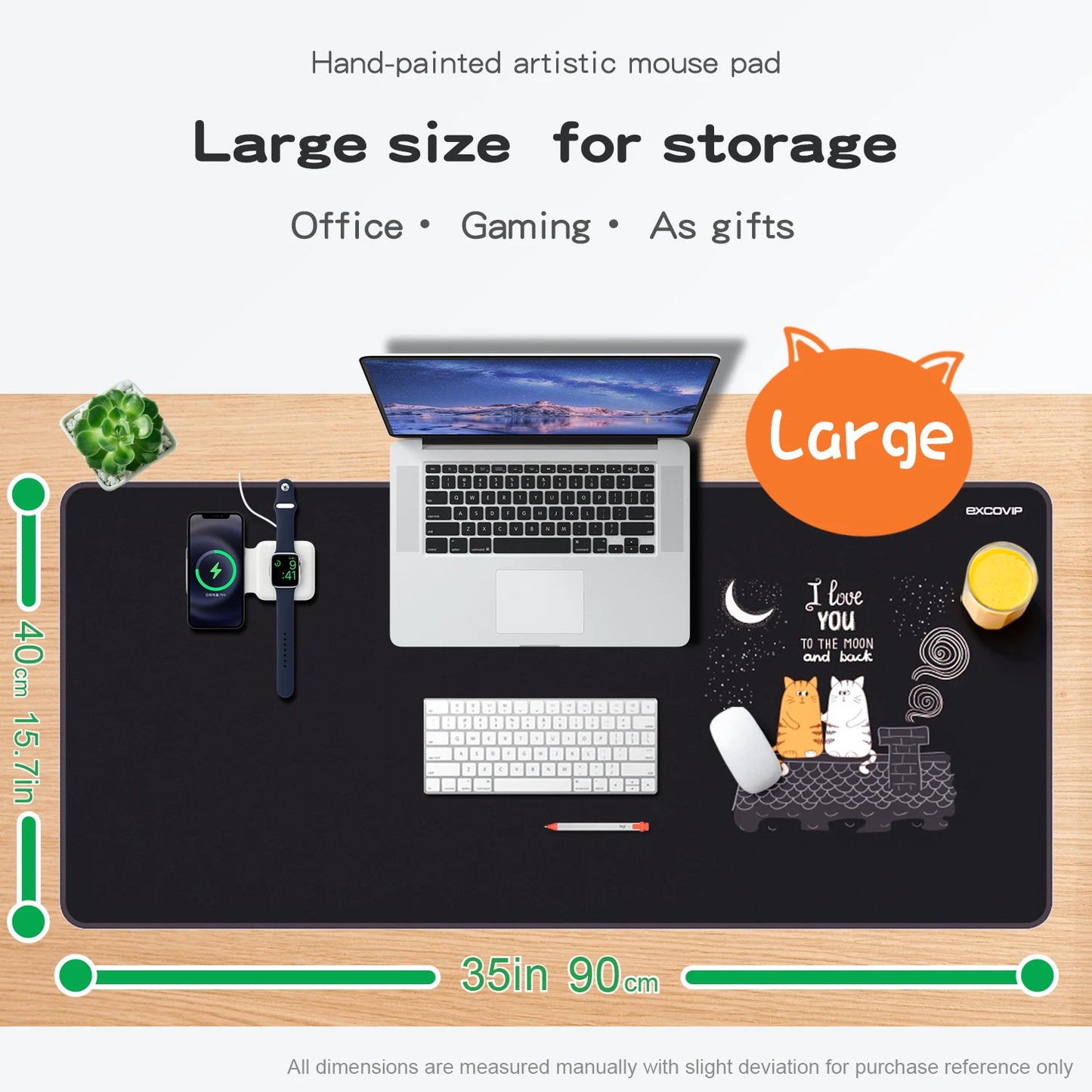 EXCO Gaming Mouse Pad Large Extended Computer Desk Mat Keyboard Mousepad with Stitched Edge Non-Slip Rubber Base for Gamer Home
