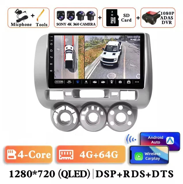 Android 15 Car Radio for Honda Fit Jazz 2002 - 2007 Car Radio Multimedia Navigation Android Auto Autoradio CarPlay DSP Stereo