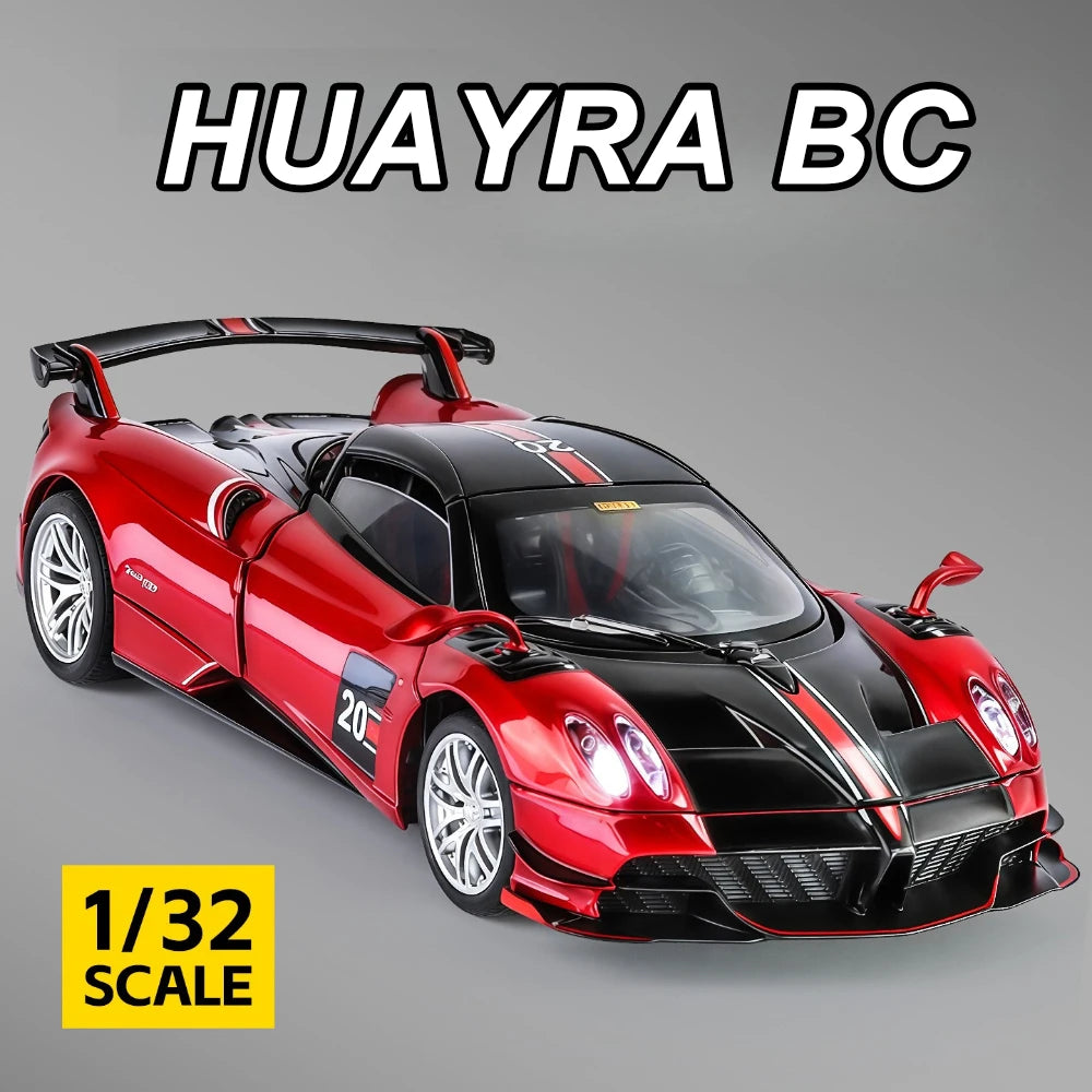 1:32 Pagani Huayra BC HP Diecast Alloy Sports Cars Model Toys with Sound Light Pull Back Doors Opened Vehice Boy Christmas Gifts