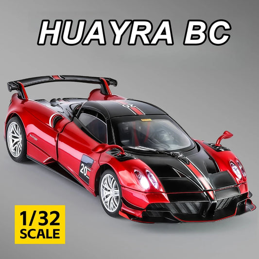 1:32 Pagani Huayra BC HP Diecast Alloy Sports Cars Model Toys with Sound Light Pull Back Doors Opened Vehice Boy Christmas Gifts