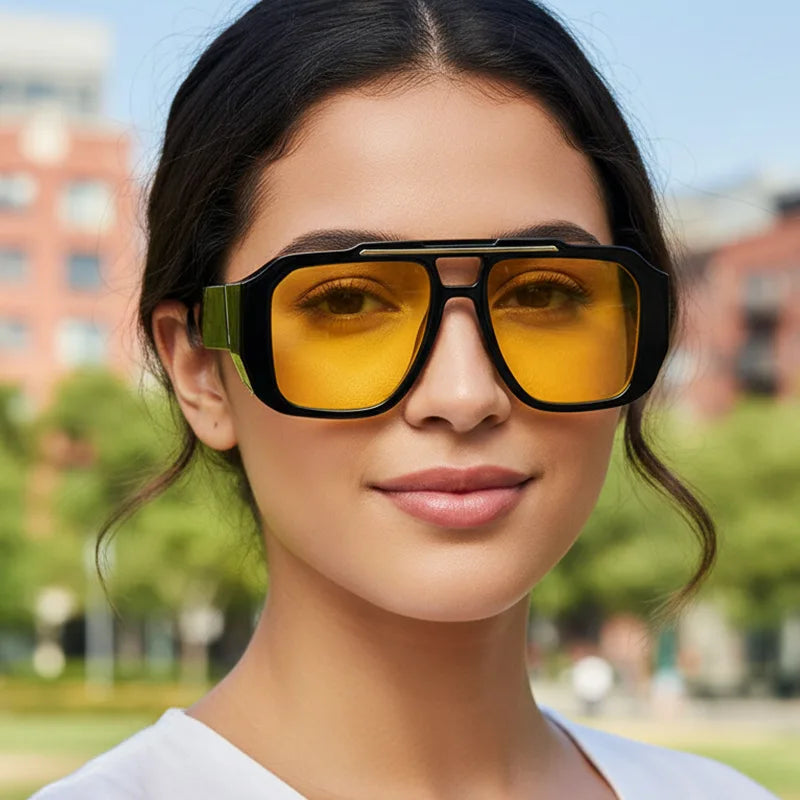 JNPCXI Vintage Double Bridges Square Women Sunglasses Fashion Brand Designer Gradient Shades UV400 Men Sun Glasses