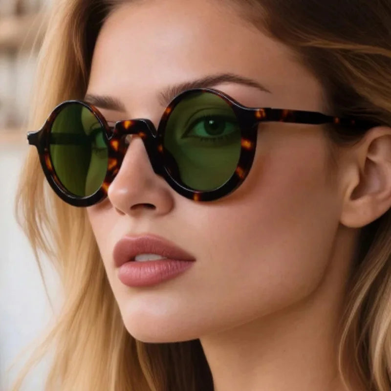 JNPCXI New Retro Small Round Punk Women Sunglasses Fashion Green Shades UV400 Trending Men Leopard Sun Glasses