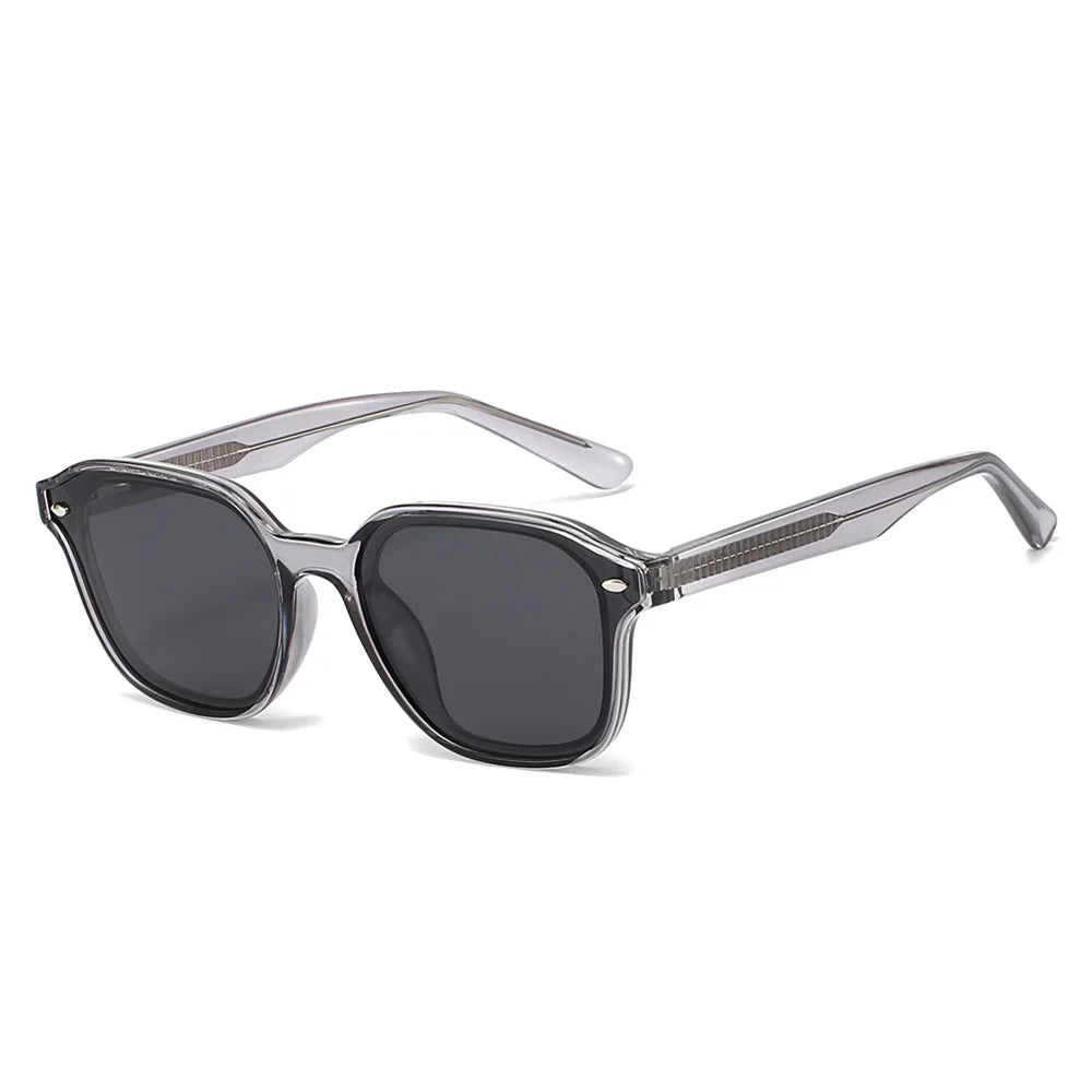 JNPCXI New Polarized Polygon Square Men Sunglasses Retro TR90 Rivets Women Black Shades UV400 Sun Glasses