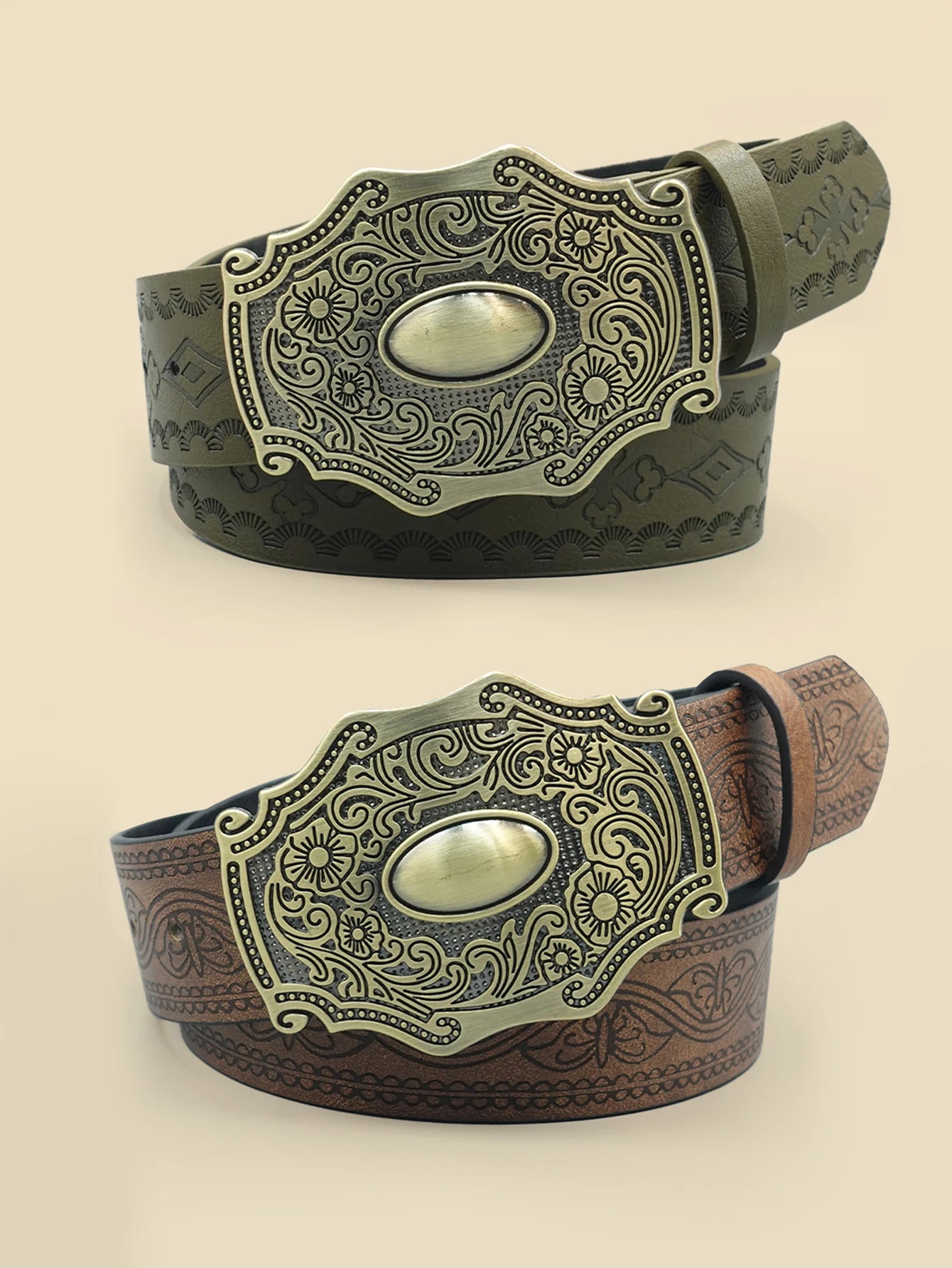 Vintage Royal Style Women's Fashion Belt with Floral Pattern Alloy Buckle - Perfect for Daily Commute and Holiday Casual Accesso