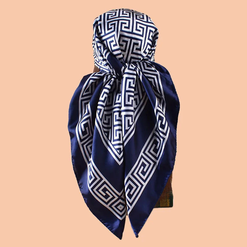 1pc Geometric Letter Print Satin Square Scarf Women's Spring Fashion Hair Accessory Can Be Used as Belt Bag Decor Silk Headband