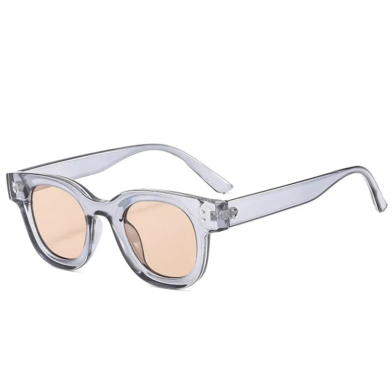 JNPCXI New Retro Square Sunglasses Women Fashion Leopard Blue Shades UV400 Men Trending Punk Rivets Sun Glasses