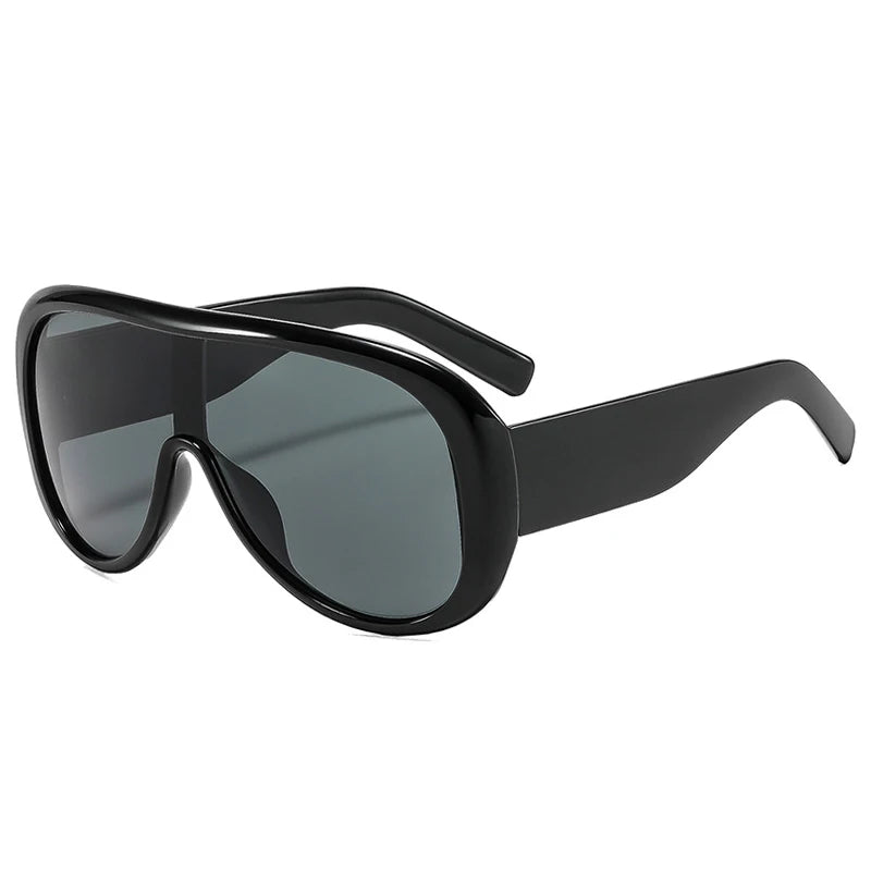 JNPCXI New Fashion Oversized One Piece Square Women Sunglasses Gray Stripe Shades Men Trending Outdoor Sun Glasses UV400