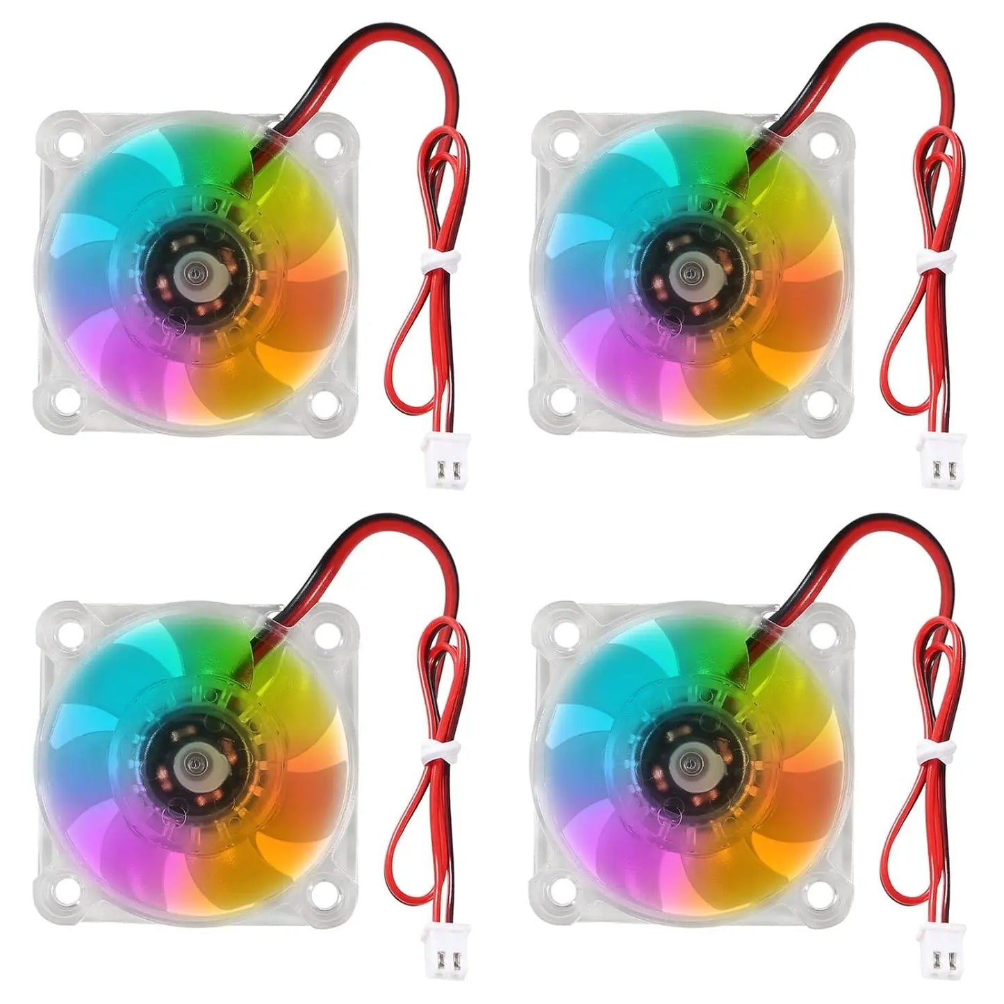 4pcs 4010 DC 12V Mini Brushless Cooling Fan 40x40x10mm Hydraulic Bearing Fan RGB LED with 2 Pin Terminal for 3D Printer, DVR, PC
