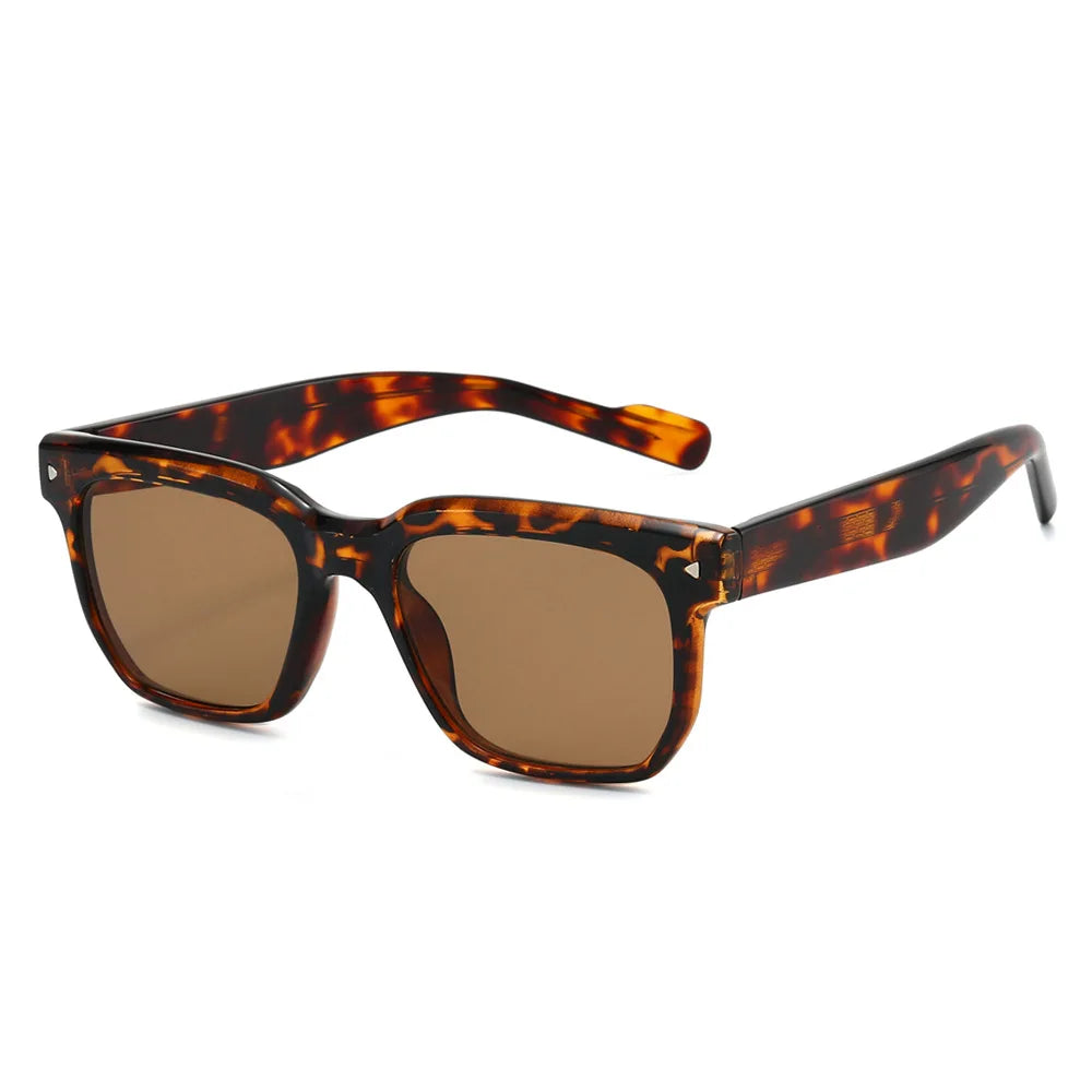 JNPCXI New Square Women Sunglasses Shades UV400 Fashion Clear Lens Frame Retro Rivet Men Sun Glasses