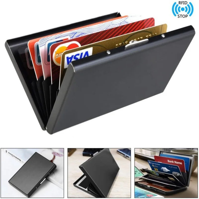 Color Slim AntiRFID Metal Wallet Men Minimalist Credit Card Holder Aluminum Case