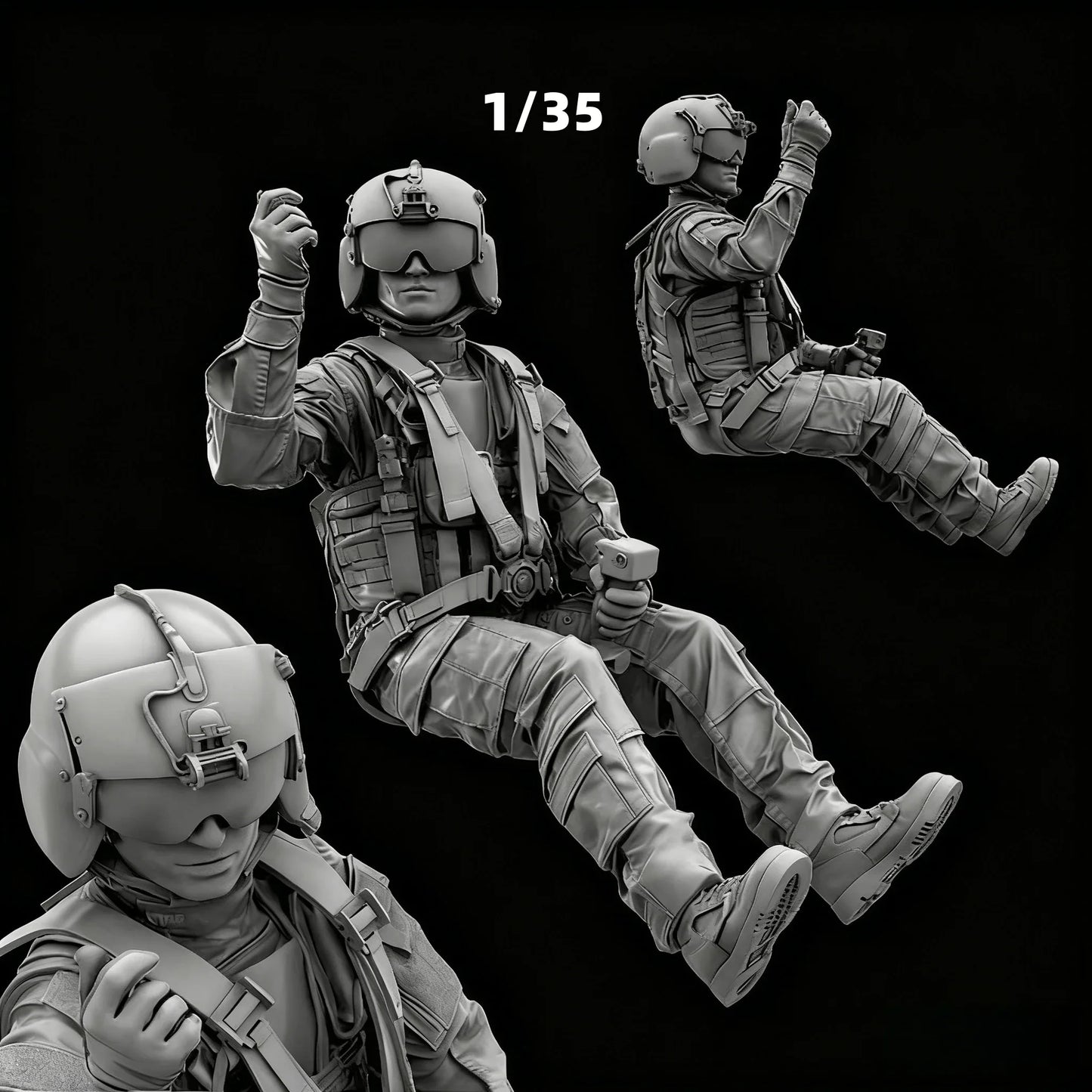 1/35 Casting Resin Model Assembly Kit, GK， Resin American Helicopter Pilot, Unpainted