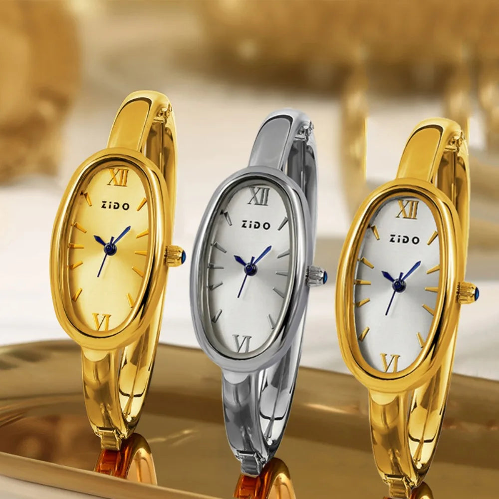 Fashion Oval Roman Dial Watch Women Simple Gold Quartz Watches Luxury Brand Bracelet Wristwatches Relojes Para Mujer Gifts