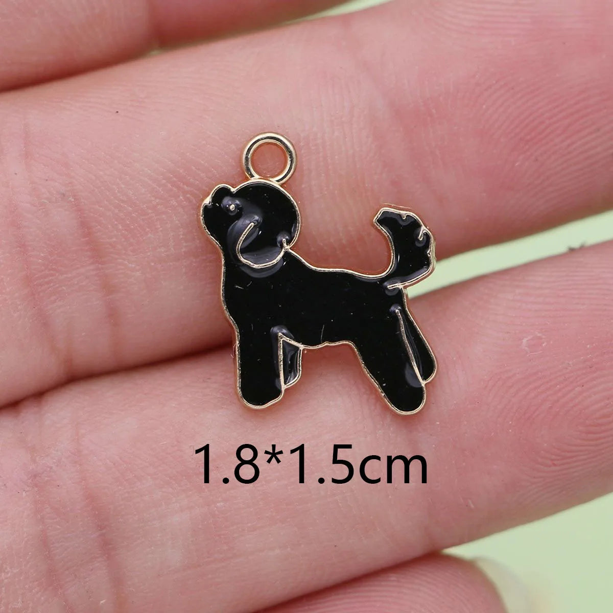 10Pcs Gold Plated Black Enamel Dog Charm Connectors for Making Bracelet DIY Jewelry Accessories