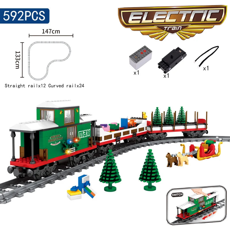 MOC City Series Train Metro Track Building Blocks Railroad Conveyance Toys TR06