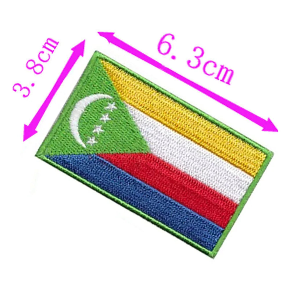 1pc Union Of Comoros Country Flag Embroidery Patch 6.3cm Wide Iron On Sew On Backing/Hand Craft/Applique/Hot Cut