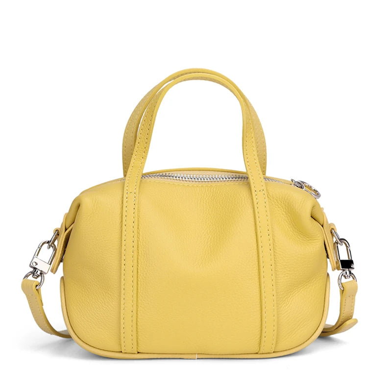 Women Mini Genuine Leather Crossbody bags Small Cowhide Leather Messenger & Top Handle Drawstring Luxury Designer Shoulder Bag