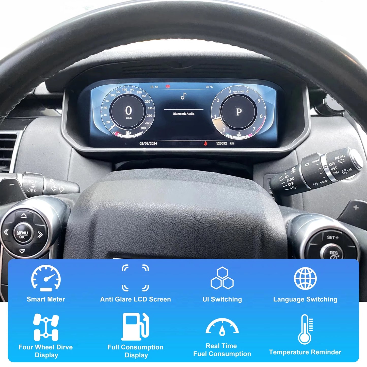 12.3-inch cluster digital instrument cluster For  Land Rover Discovery 5 2017-2021 speedometer iOS CarPlay