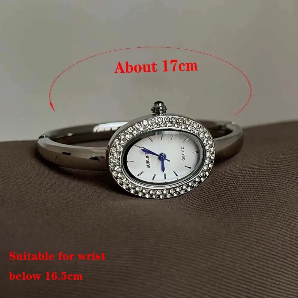 Dropshipping Famous Brand Watches Women Diamond Encrusted Oval Dial Quartz Watch Luxury Gifts Bracelet Wristwatch Reloj Mujer