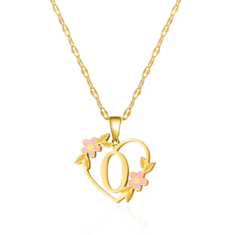 Stainless Steel Heart A-Z Initial Letter Pendant Necklace for Women Fashion Gold Color 26 Alphabet Necklace Party Jewelry Gifts