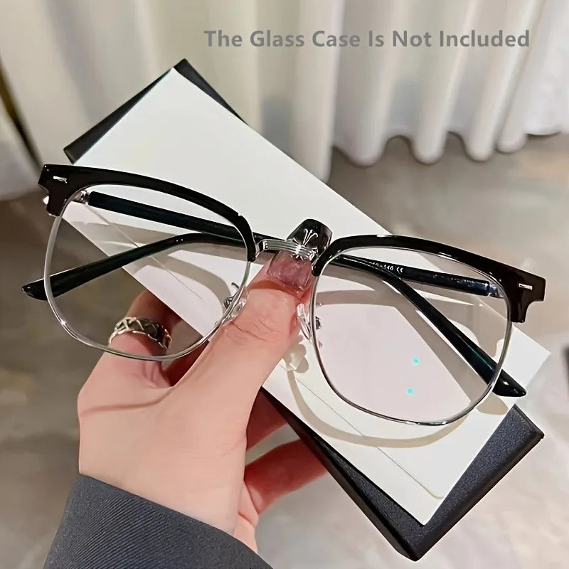 Men's And Women's Half-framed Ultra-light Glasses Frames Anti-blue Light Flat Glasses For Computers Mobile Phones
