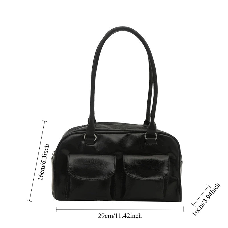 Vintage Ladies Commute Tote Business Shoulder Bag Pu Leather Female Underarm Bag