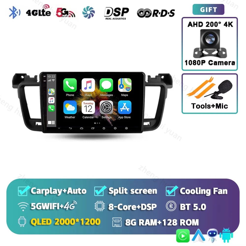 For Peugeot 508 2011 - 2018 Android 15 12+256GB CarPlay Auto Car Radio Multimedia Video Player GPS stereo Head Unit 4G WIFI